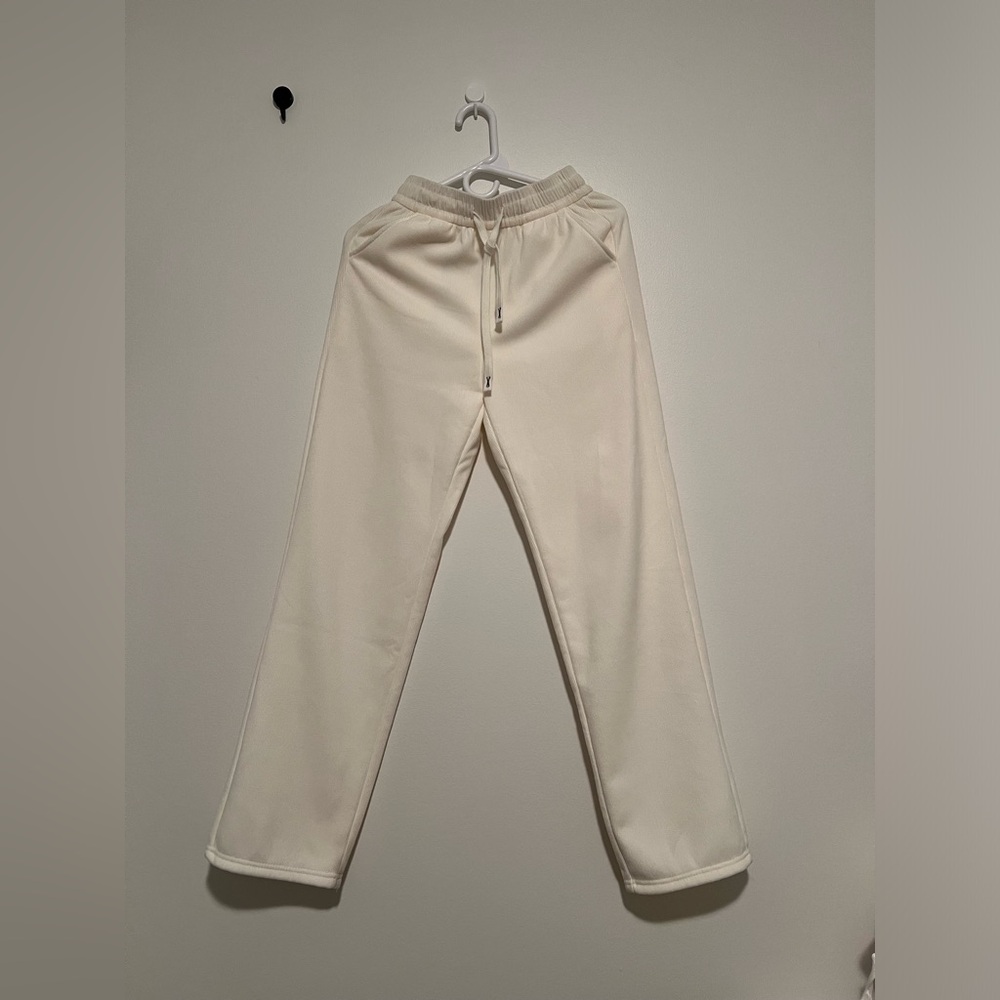 Extra Warmth Added White Straight Leg Pants